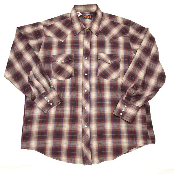 VTG Rio Grande Long Sleeve Pearl Snap Button Shirt Western Rodeo Ranch Mens XL P - Picture 1 of 4
